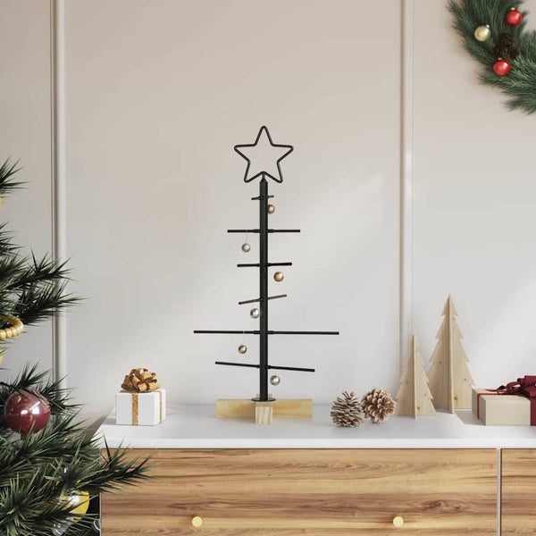 Kerstdecoratie Kerstboom Met Houten Basis Metaal