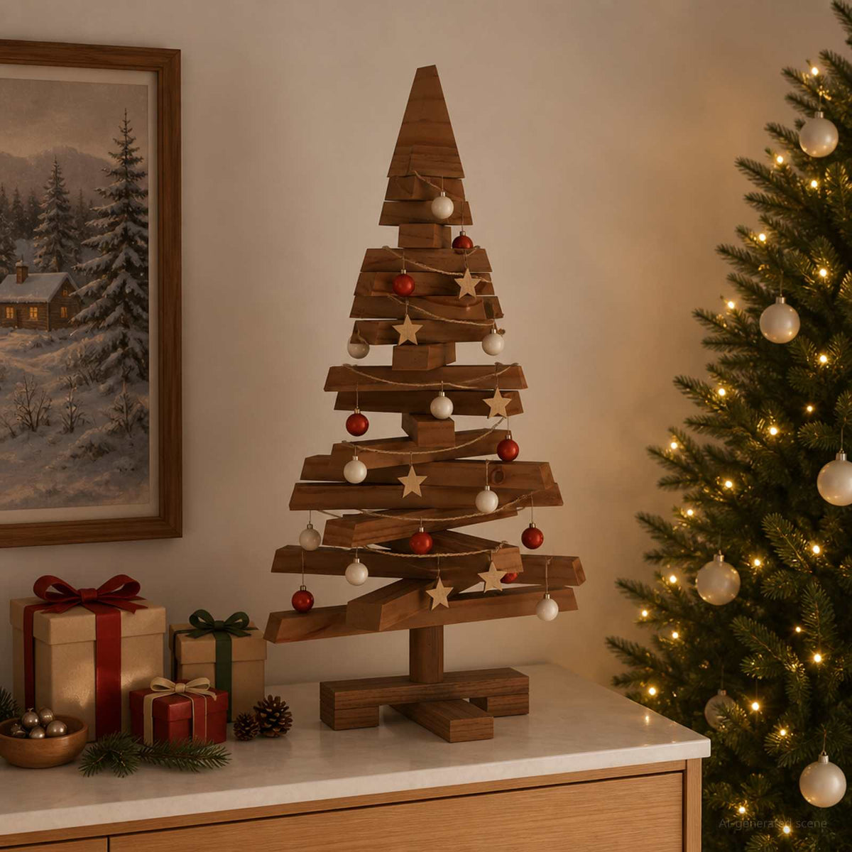 Houten Kerstboom Kotka 60 Cm Massief Grenenhout