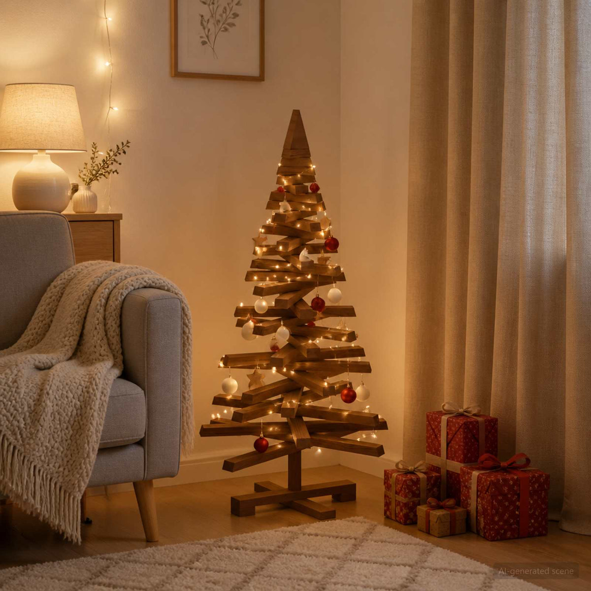 Houten Kerstboom Kotka 90 Cm Massief Grenenhout