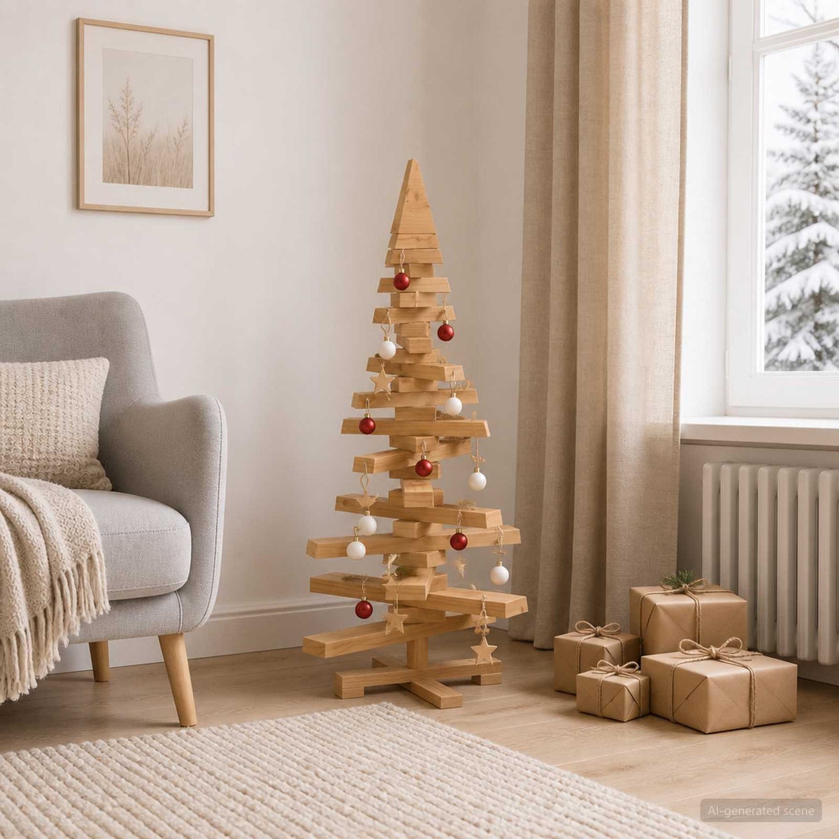 Houten Kerstboom Kotka 90 Cm Massief Grenenhout