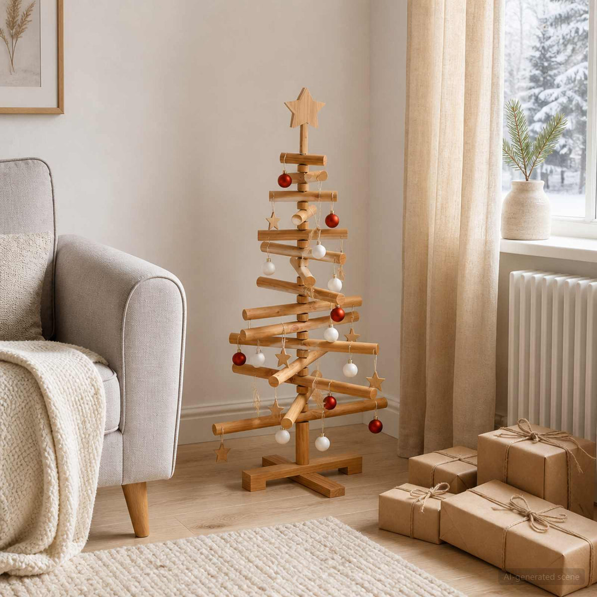 Houten Kerstboom Kotka 90 Cm Massief Grenenhout