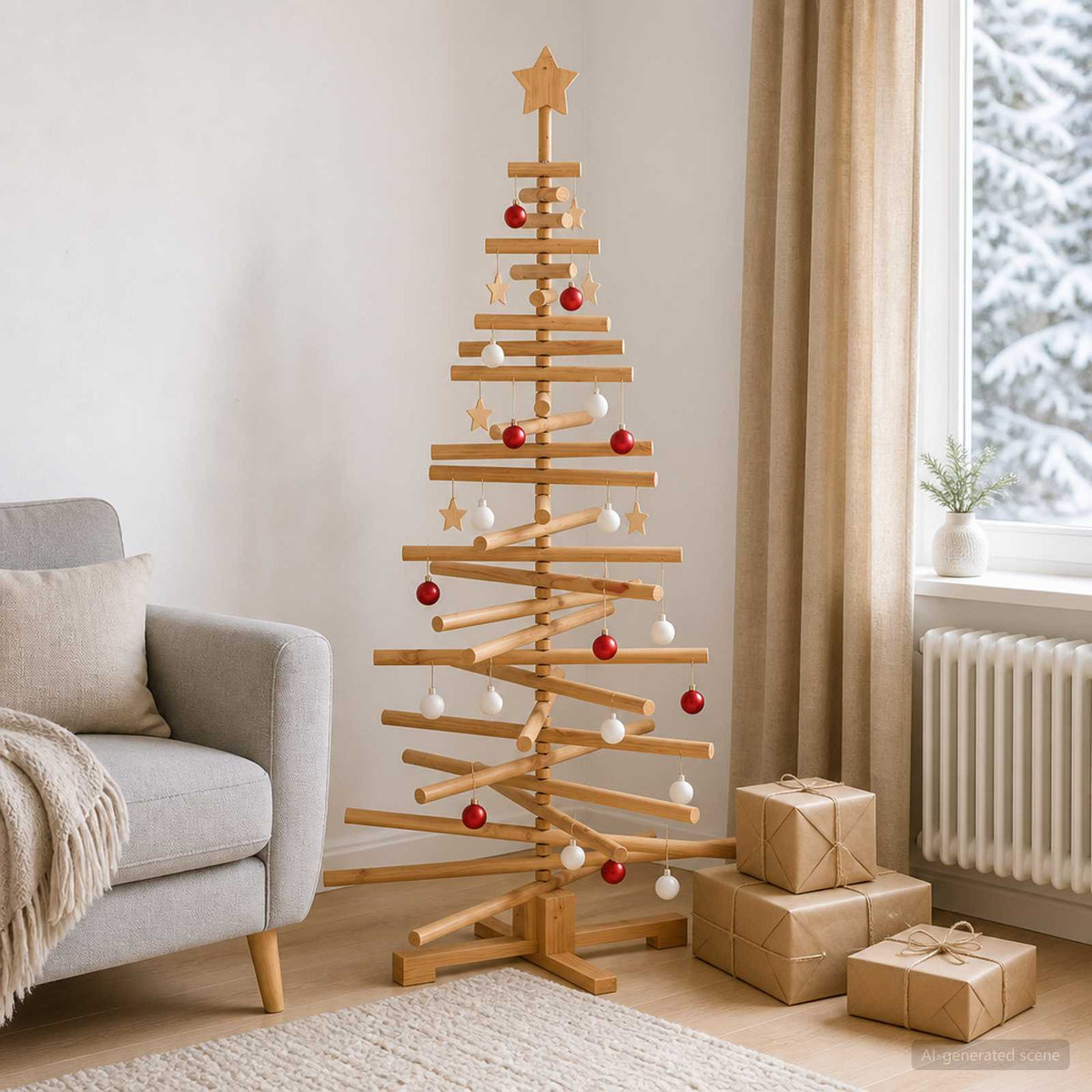 Houten Kerstboom Kotka 150 Cm Massief Grenenhout