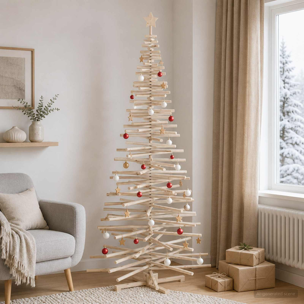 Houten Kerstboom Kotka 240 Cm Massief Grenenhout Natuurlijk