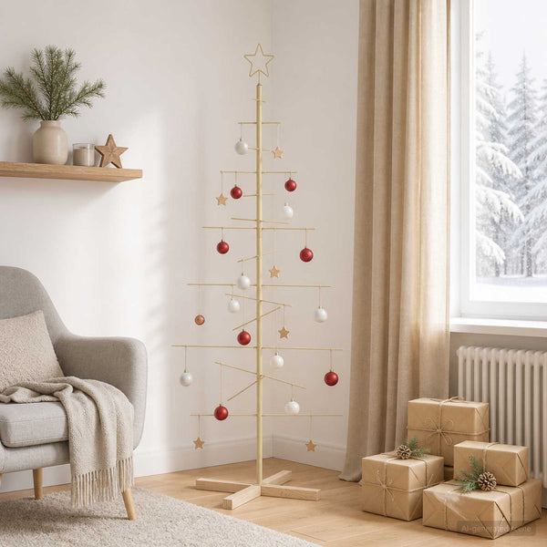 Kerstdecoratie Kerstboom Met Houten Basis Metaal