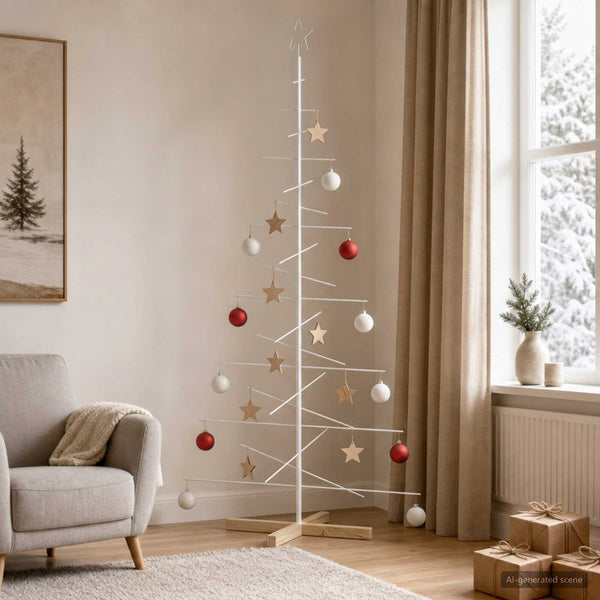Kerstdecoratie Kerstboom Met Houten Basis Metaal