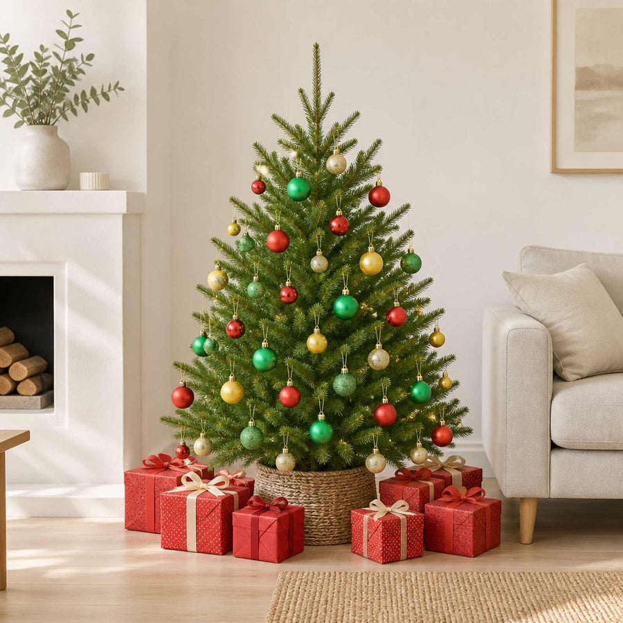100-Delige Kerstballenset — Rood/goud/groen