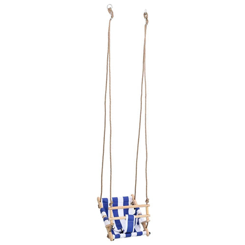 Babyschommel Met Veiligheidsgordel Katoen Hout Blauw