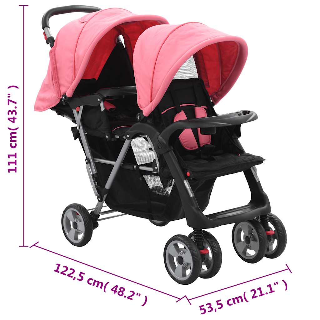 Kinderwagen Dubbel Staal En Zwart