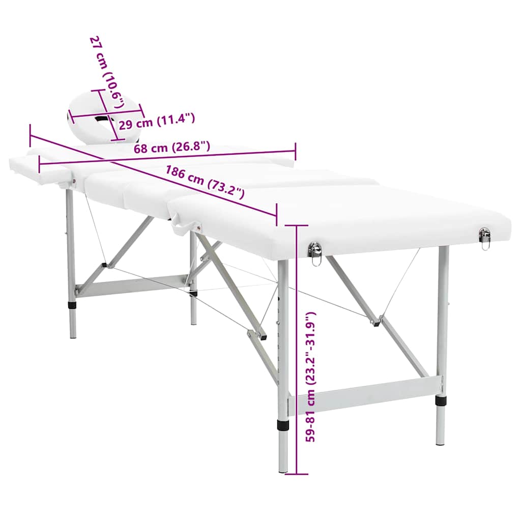 Massagetafel Inklapbaar Met Aluminium Frame (Vier Delen / )