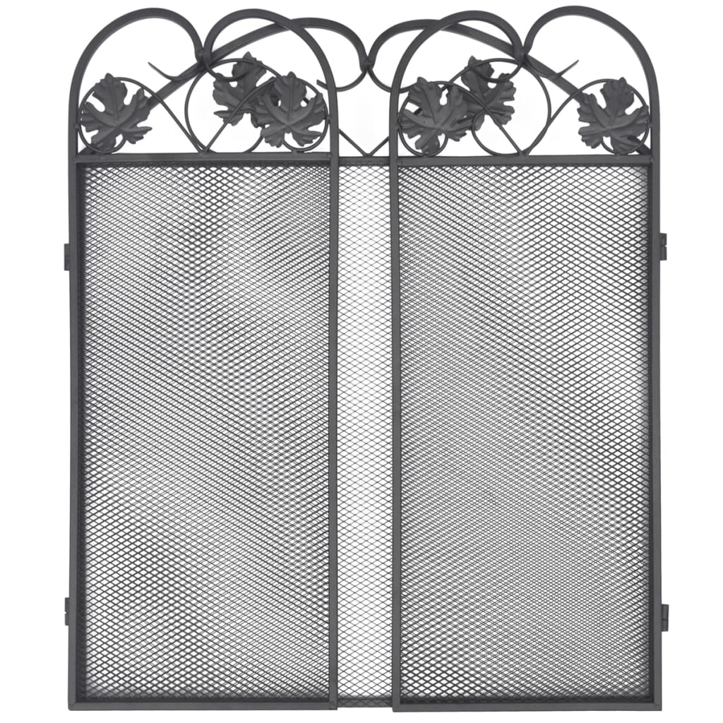 Haardscherm 3 Panelen Ijzer Zwart