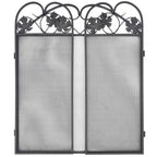 Haardscherm 3 Panelen Ijzer Zwart