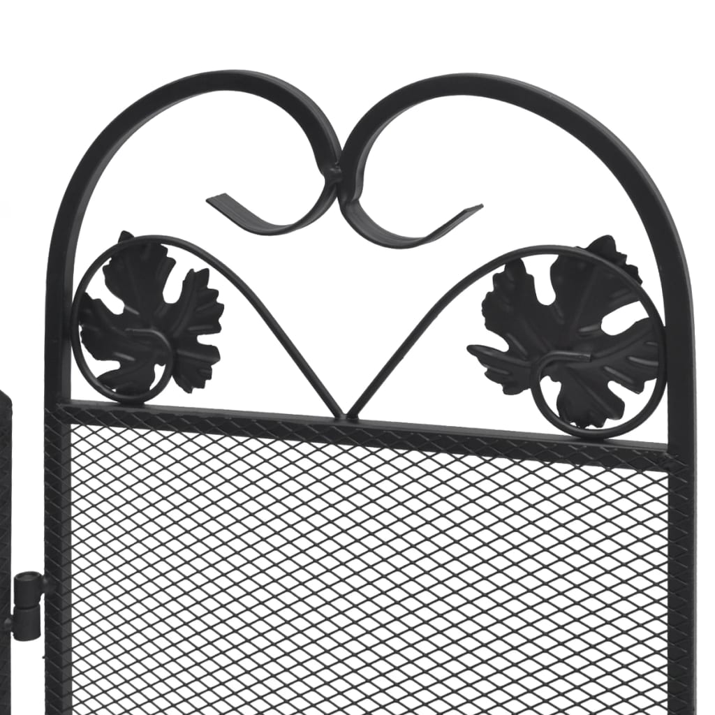 Haardscherm 3 Panelen Ijzer Zwart