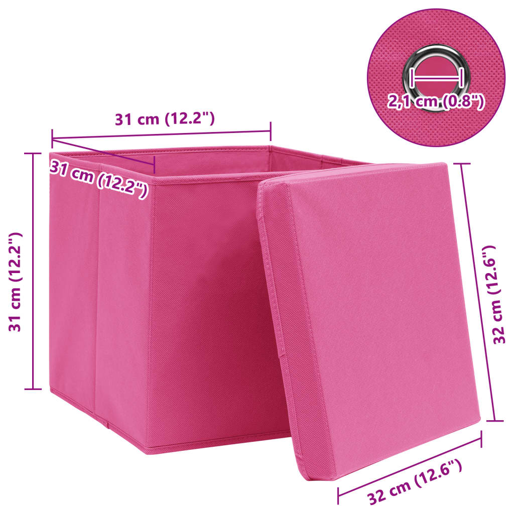 Opbergboxen Met Deksel 32X32X32 Cm Stof Roze