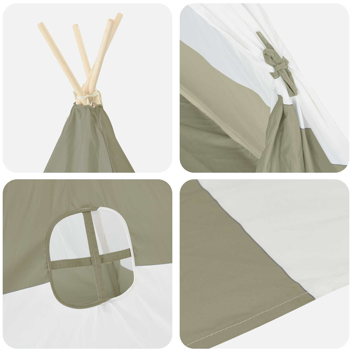 Kindertent Grijs En Wit 120 X 120 X 150 Cm Massief Grenenhout