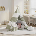 Kindertent Grijs En Wit 120 X 120 X 150 Cm Massief Grenenhout