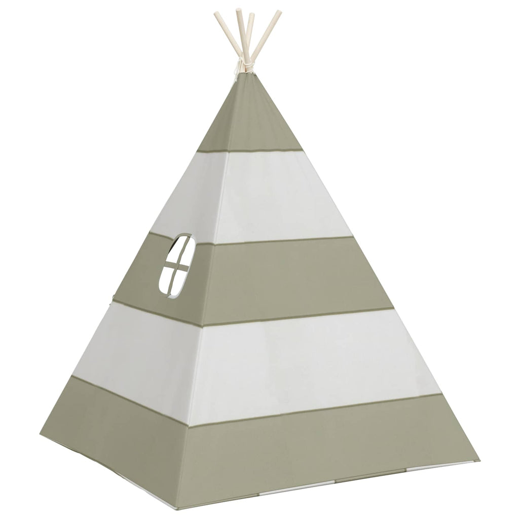 Kindertent Grijs En Wit 120 X 120 X 150 Cm Massief Grenenhout