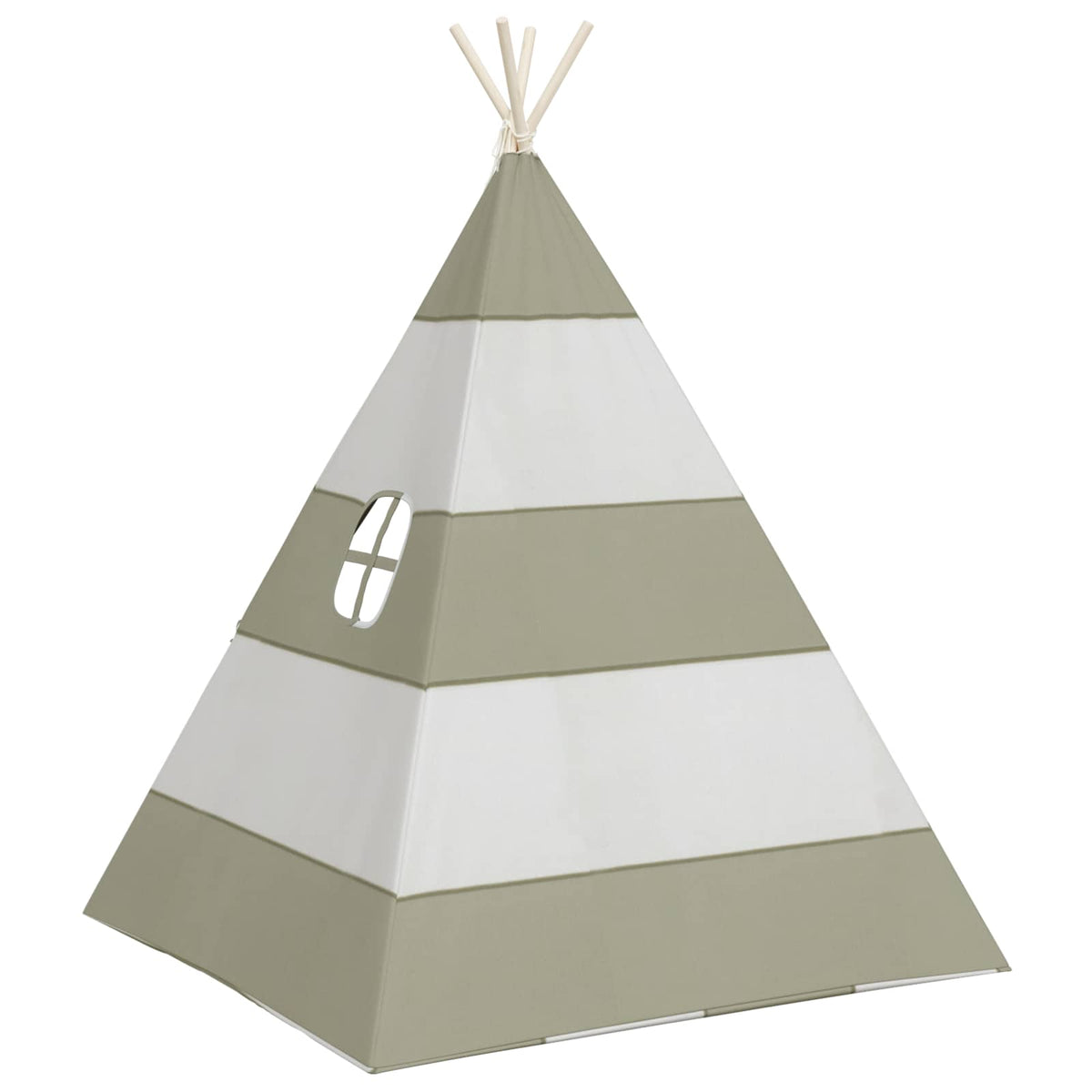 Kindertent Grijs En Wit 120 X 120 X 150 Cm Massief Grenenhout