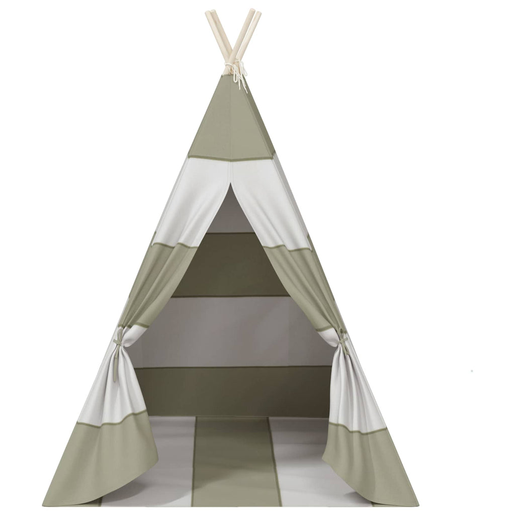 Kindertent Grijs En Wit 120 X 120 X 150 Cm Massief Grenenhout