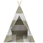 Kindertent Grijs En Wit 120 X 120 X 150 Cm Massief Grenenhout