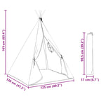 Kindertent Grijs En Wit 120 X 120 X 150 Cm Massief Grenenhout