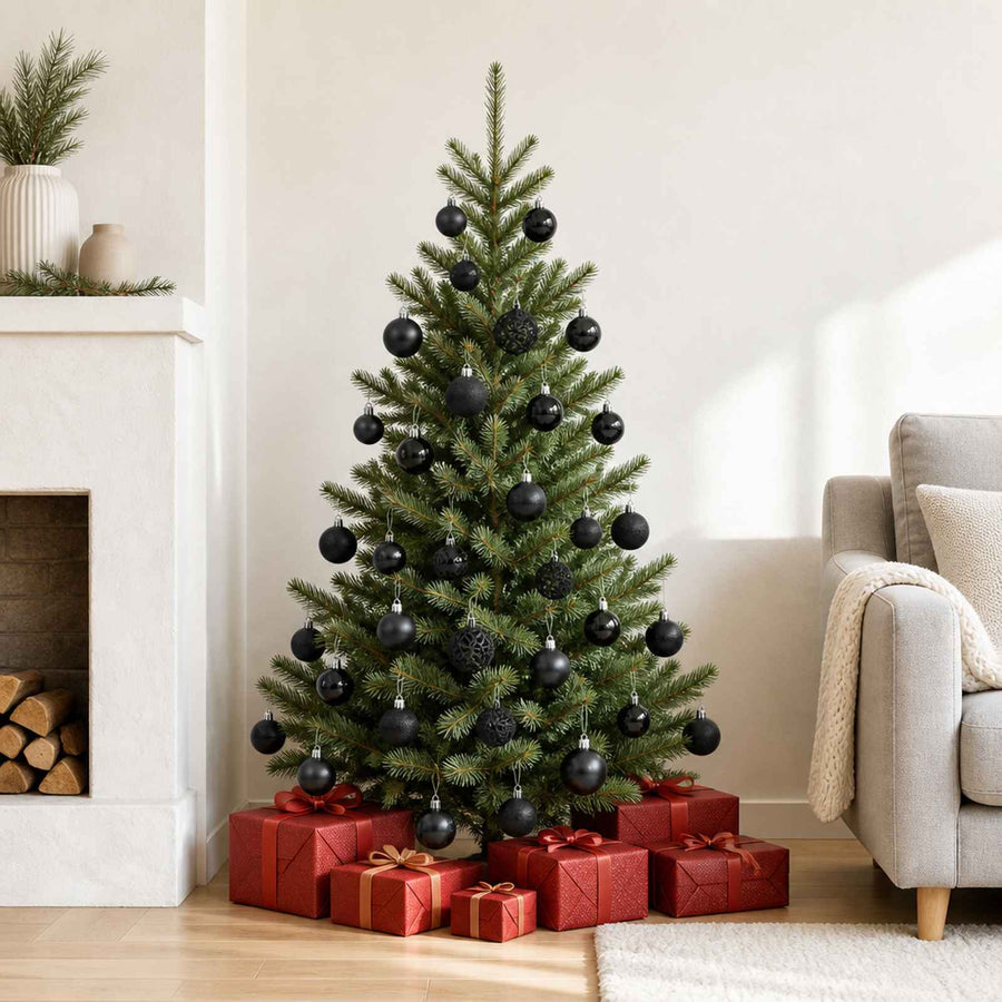 100-Delige Kerstballenset — Zwart
