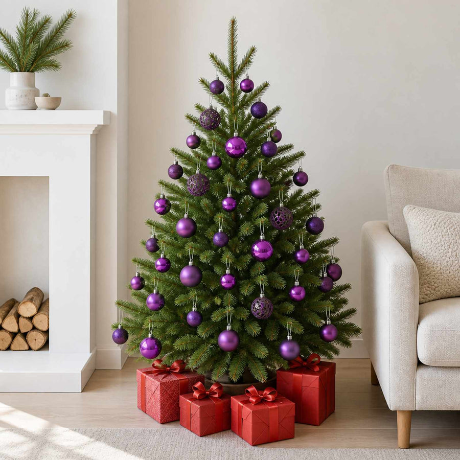 100-Delige Kerstballenset — Paars