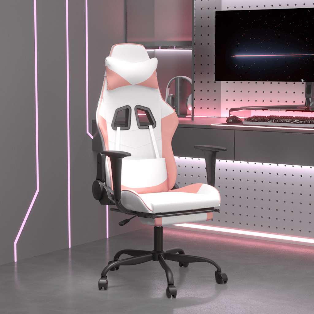 Massage Gamestoel Kunstleer Zwart En Roze