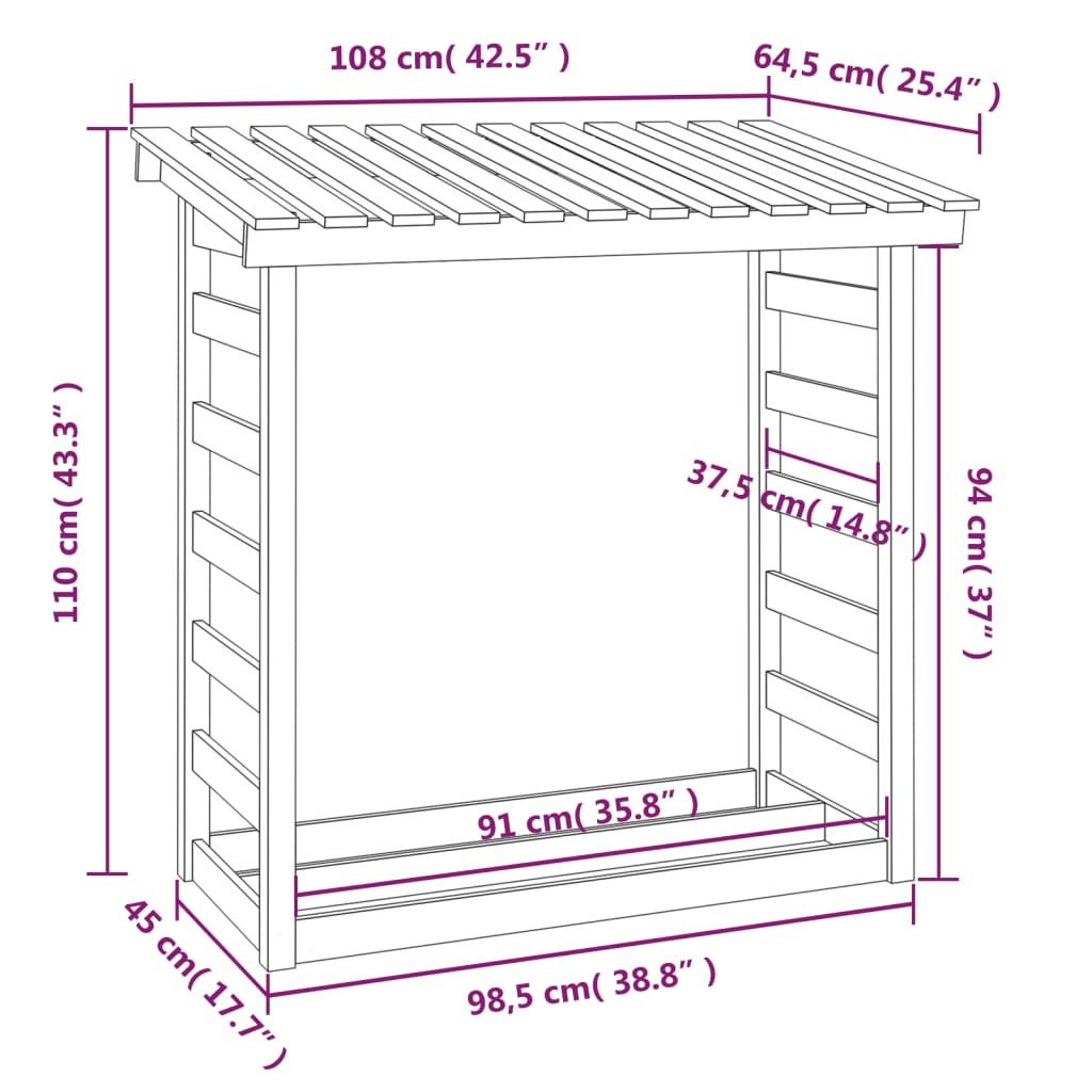 Haardhoutrek 108X64,5X110 Cm Massief Grenenhout