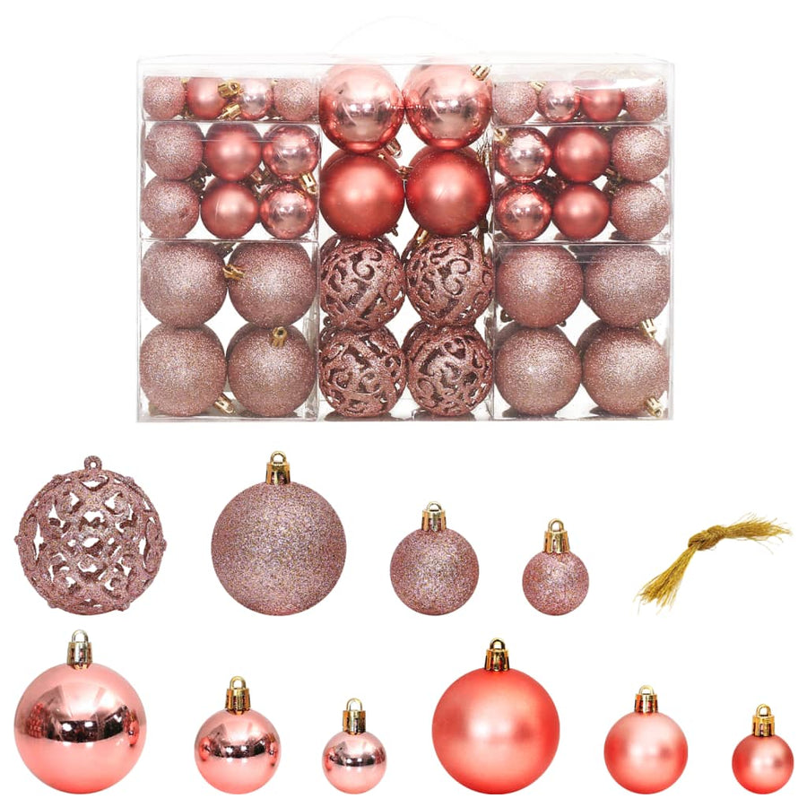 100-Delige Kerstballenset — Roze en rosé