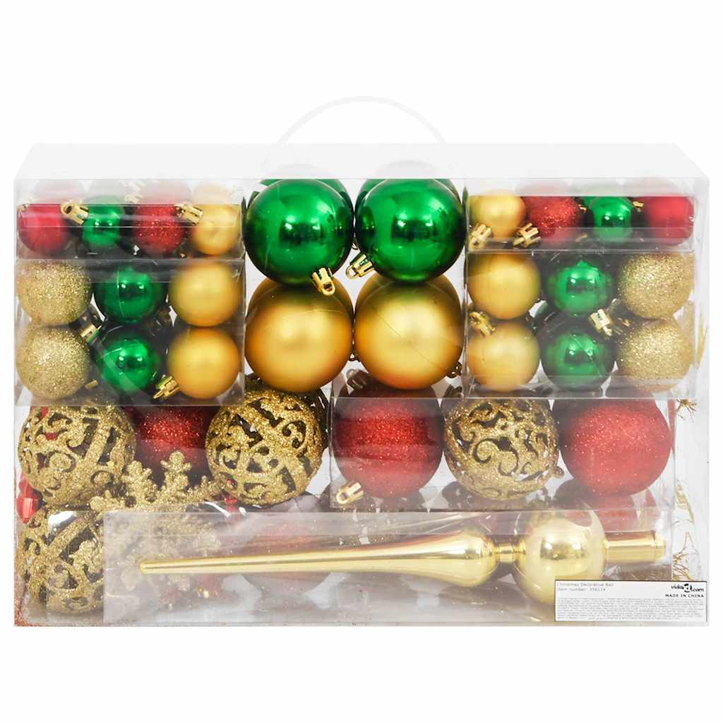 112-Delige Kerstballenset Polystyreen Rood Groen En Goudkleurig
