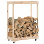 Houtblokhouder Met Wielen 76,5X40X108 Cm Massief Grenenhout