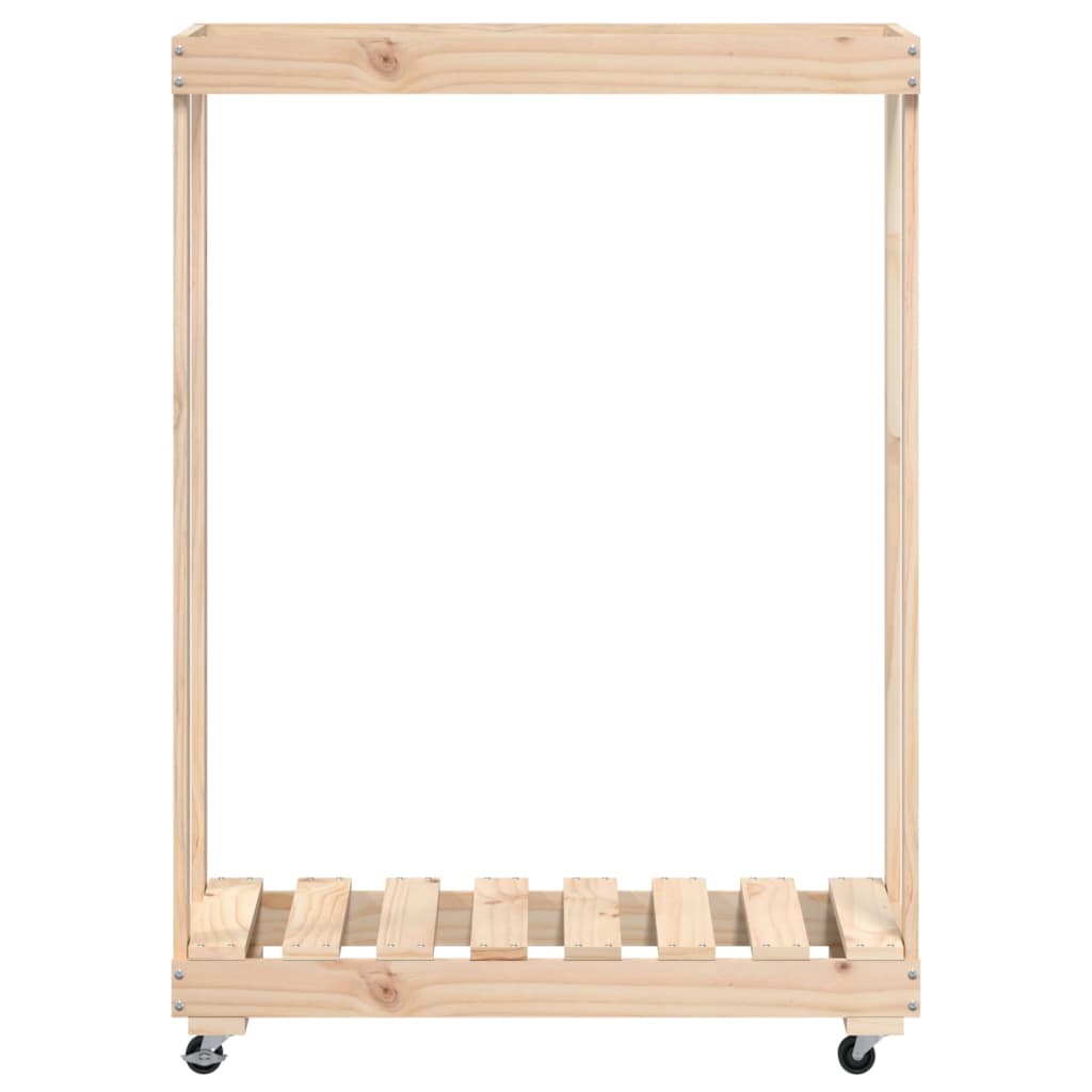 Houtblokhouder Met Wielen 76,5X40X108 Cm Massief Grenenhout