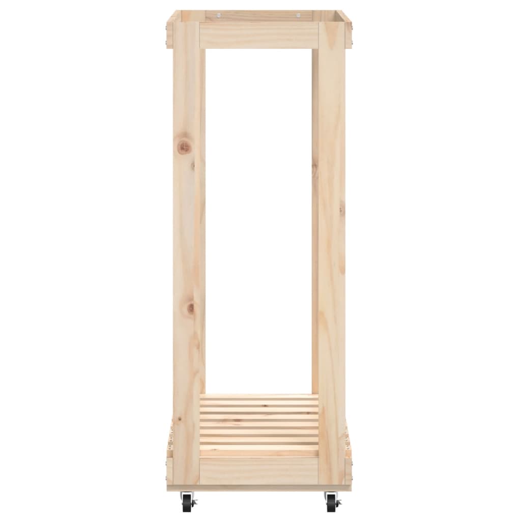 Houtblokhouder Met Wielen 76,5X40X108 Cm Massief Grenenhout