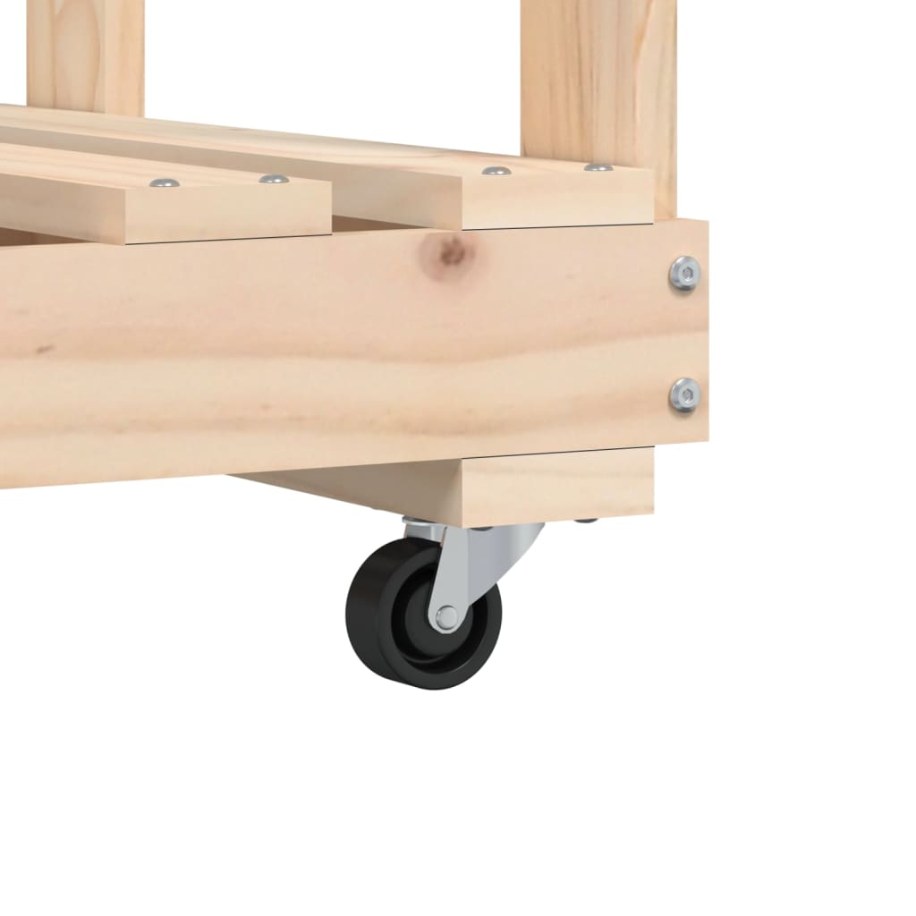 Houtblokhouder Met Wielen 76,5X40X108 Cm Massief Grenenhout