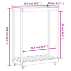 Houtblokhouder Met Wielen 76,5X40X108 Cm Massief Grenenhout