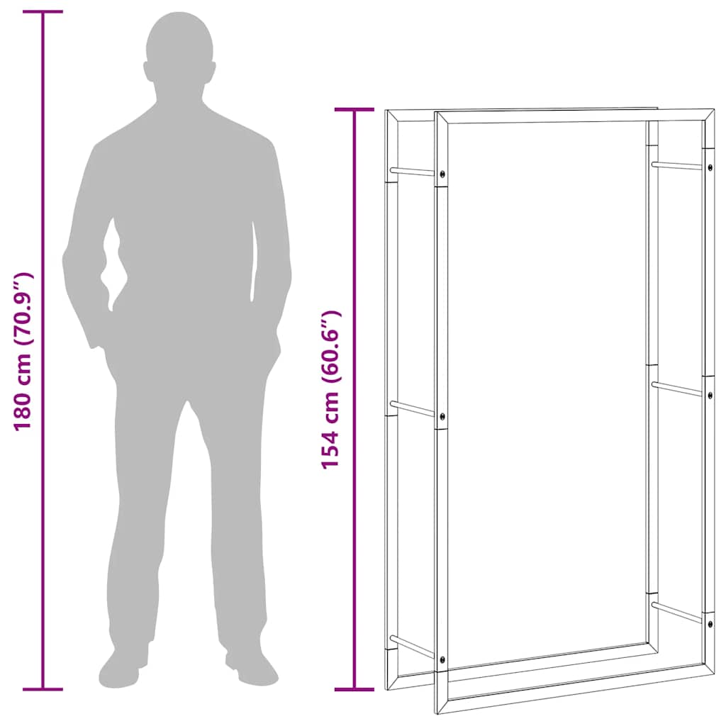 Haardhoutrek 80X28X154 Cm Roestvrij Staal