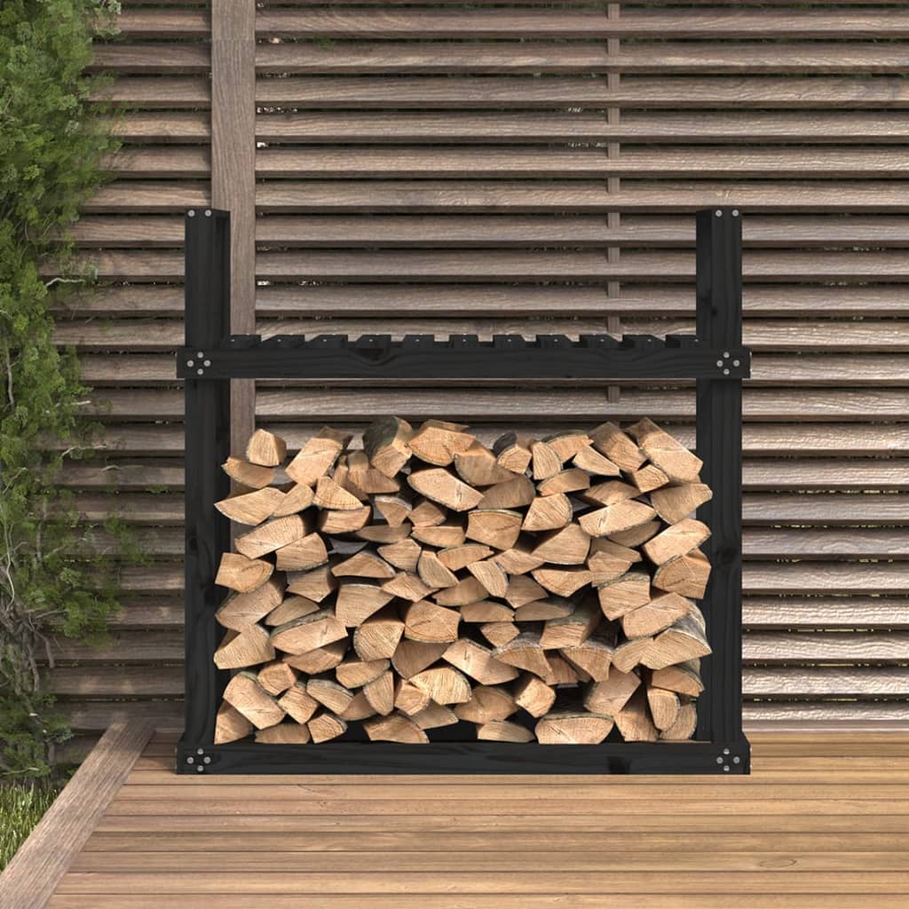 Haardhoutrek 110X35X108,5 Cm Massief Grenenhout Zwart