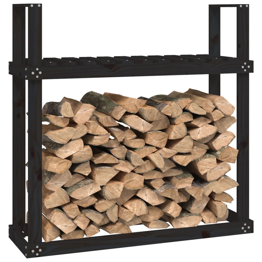 Haardhoutrek 110X35X108,5 Cm Massief Grenenhout Zwart