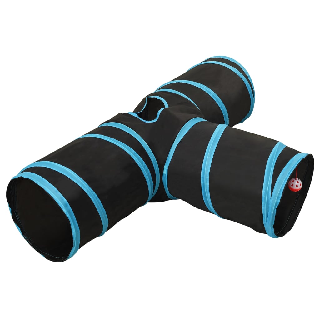 Kattentunnel 90 Cm Polyester Zwart En Blauw