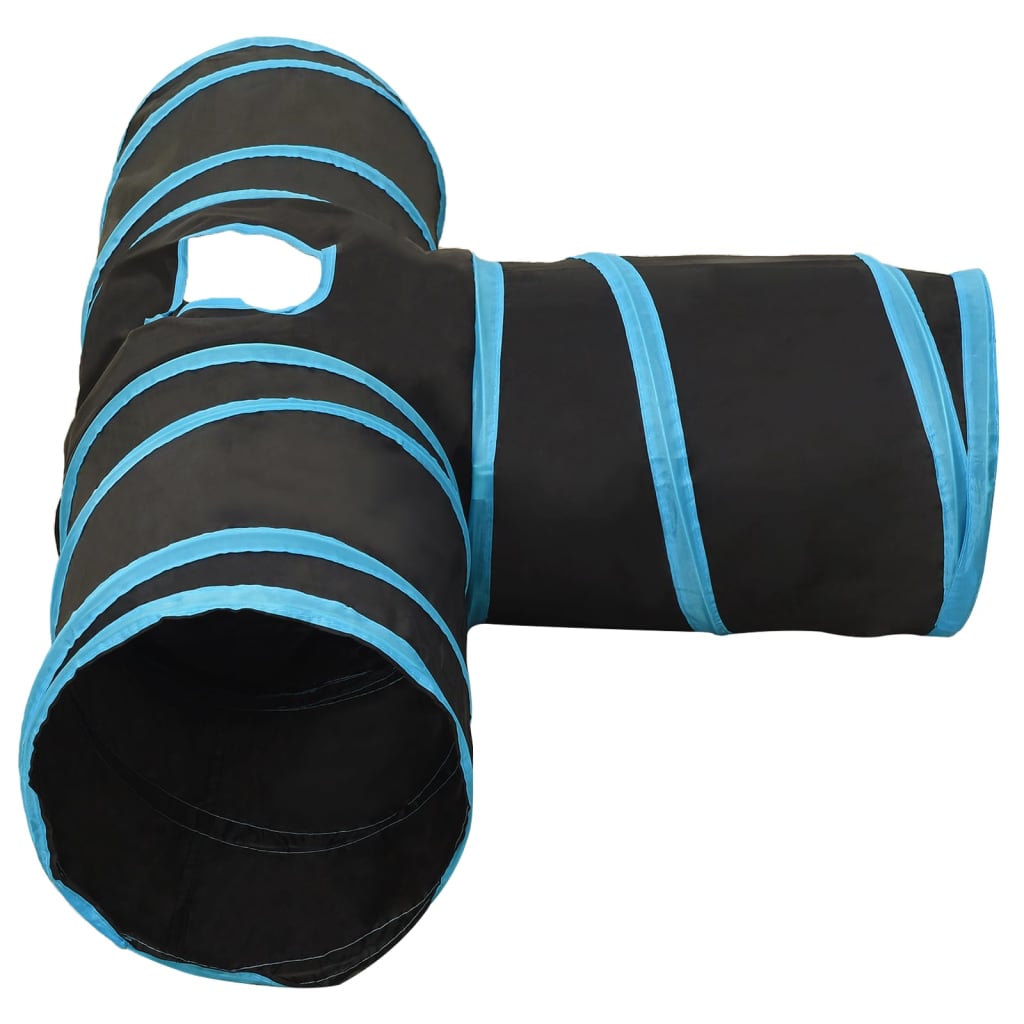 Kattentunnel 90 Cm Polyester Zwart En Blauw