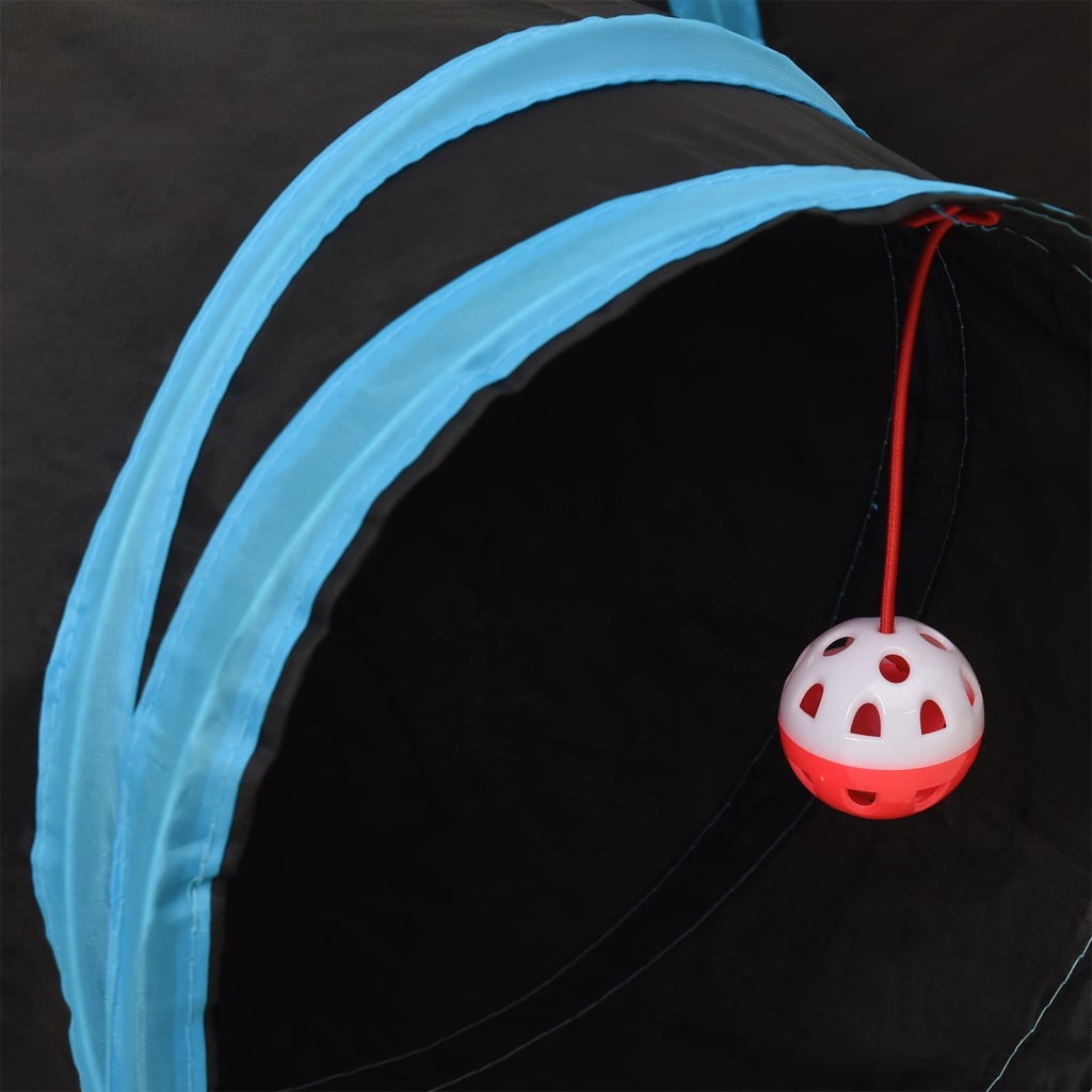 Kattentunnel 90 Cm Polyester Zwart En Blauw