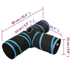 Kattentunnel 90 Cm Polyester Zwart En Blauw