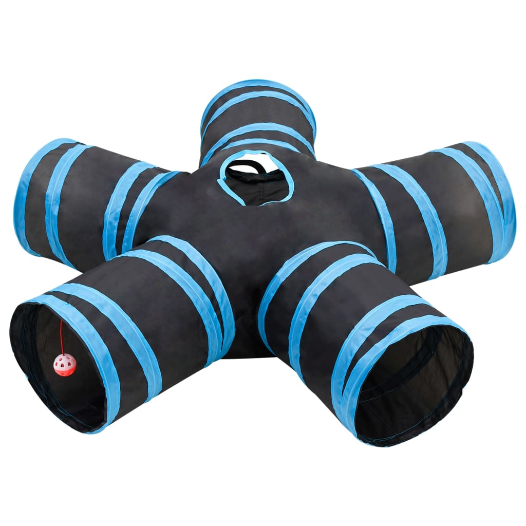 Kattentunnel 90 Cm Polyester Zwart En Blauw