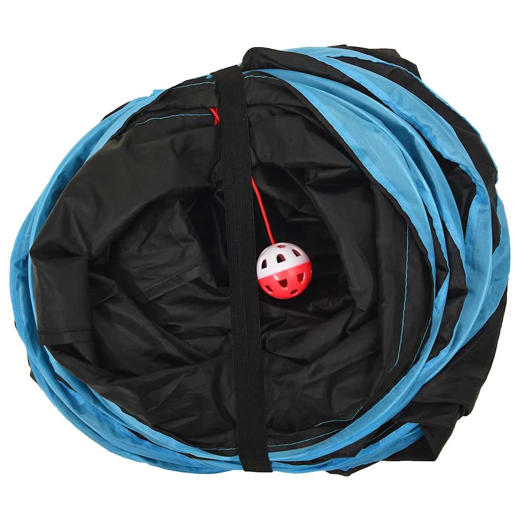 Kattentunnel S-Vorm 122 Cm Polyester Zwart En Blauw