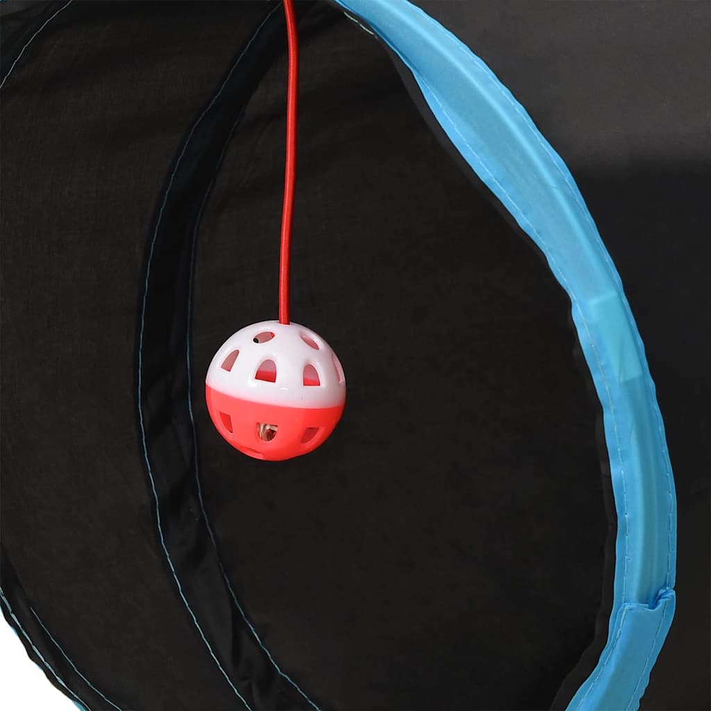 Kattentunnel S-Vorm 122 Cm Polyester Zwart En Blauw