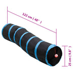 Kattentunnel S-Vorm 122 Cm Polyester Zwart En Blauw