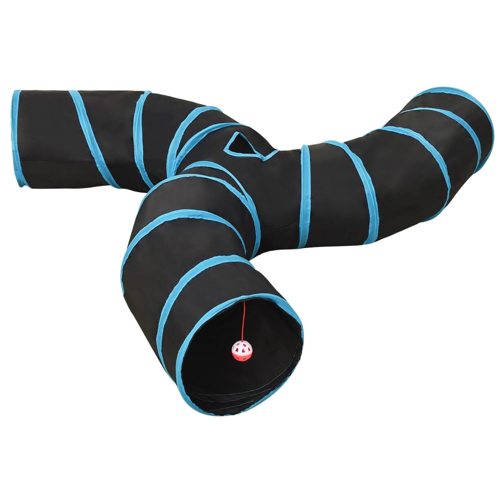 Kattentunnel 25 Cm Polyester Zwart En Blauw