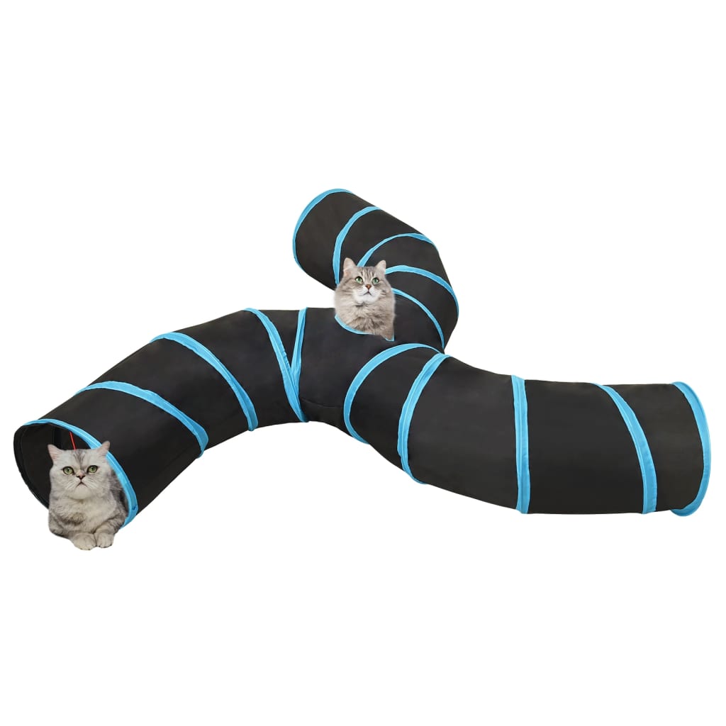 Kattentunnel 25 Cm Polyester Zwart En Blauw