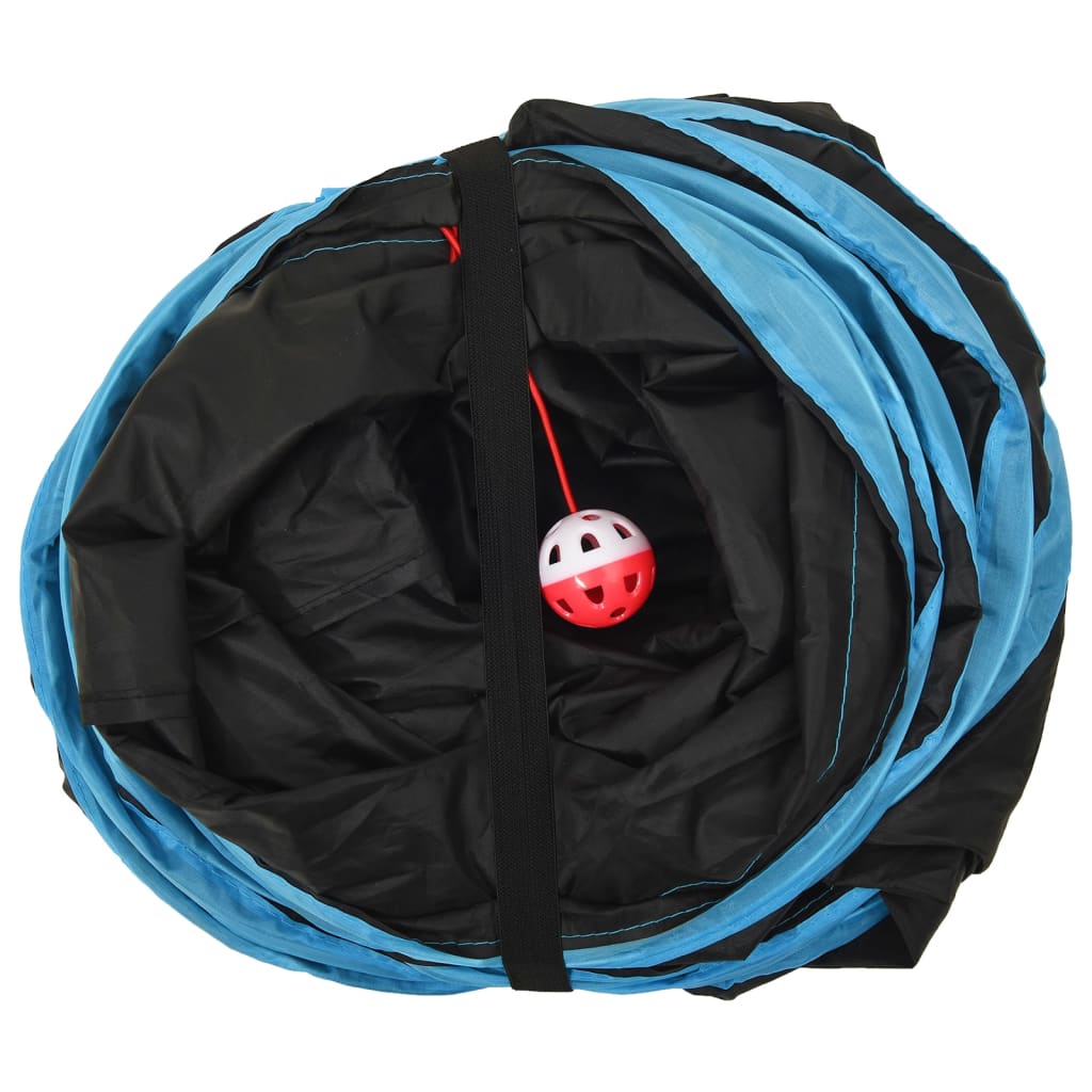 Kattentunnel 25 Cm Polyester Zwart En Blauw