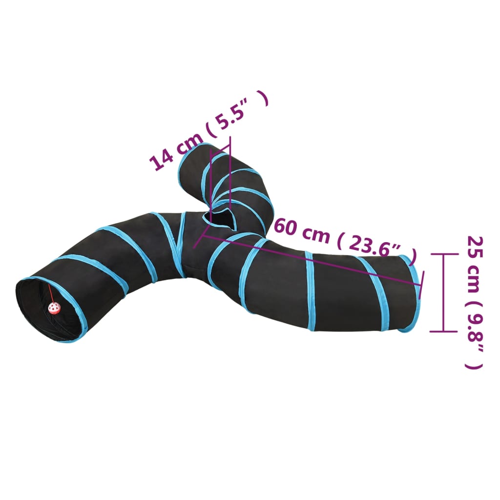 Kattentunnel 25 Cm Polyester Zwart En Blauw